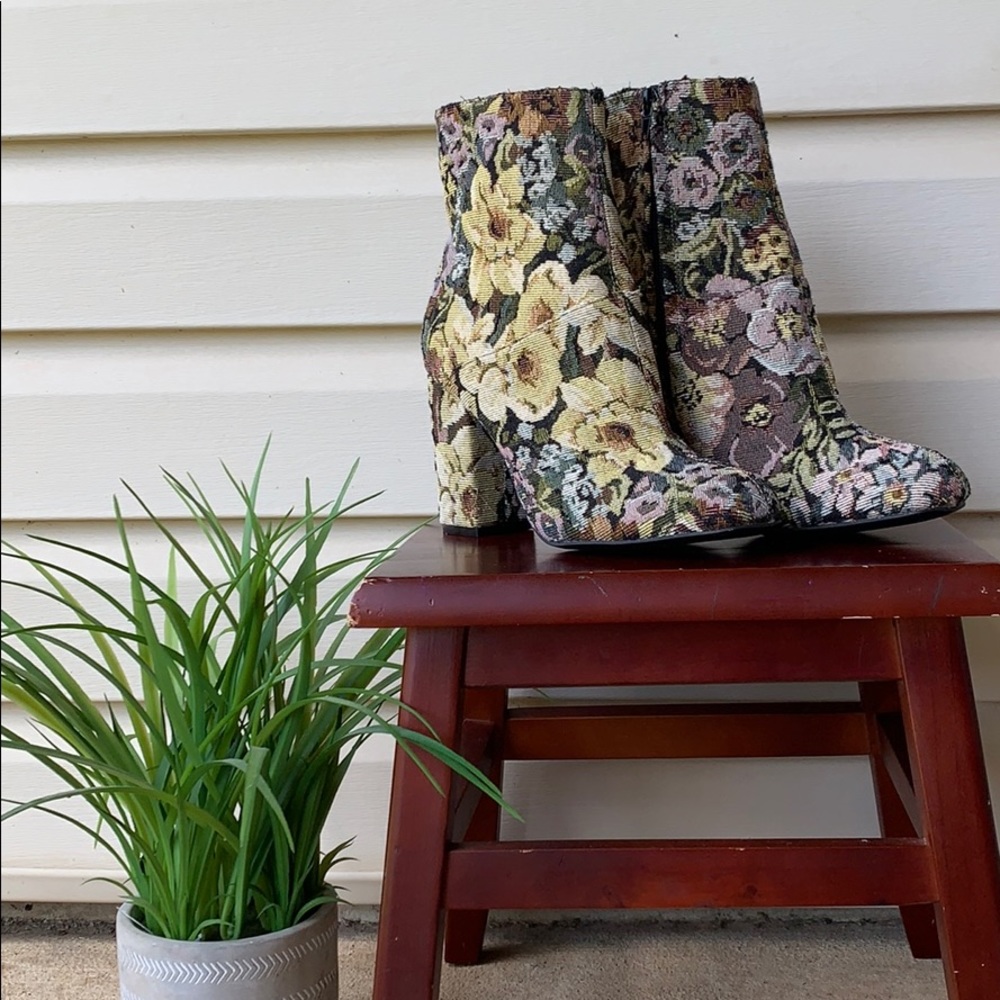 Urban Outfitters Emma Floral Jacquard Ankle Boot